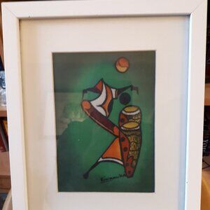 African Picture - Matted, Framed with Glass - Signed Kiwannka